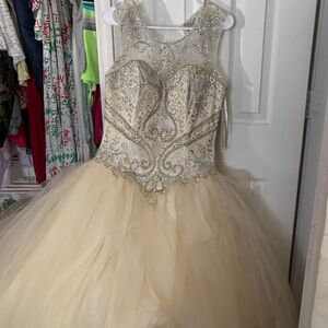 Elegant Cream Beaded Gown